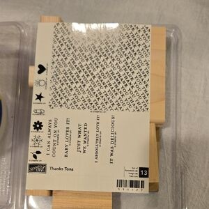 Stampin Up Set of Wooden Stamps Thanks Tons Set. Never Used